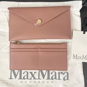 SOLD NWT MAX MARA Envelope Leather 2-in-1 Clutch Bag Rose Pink